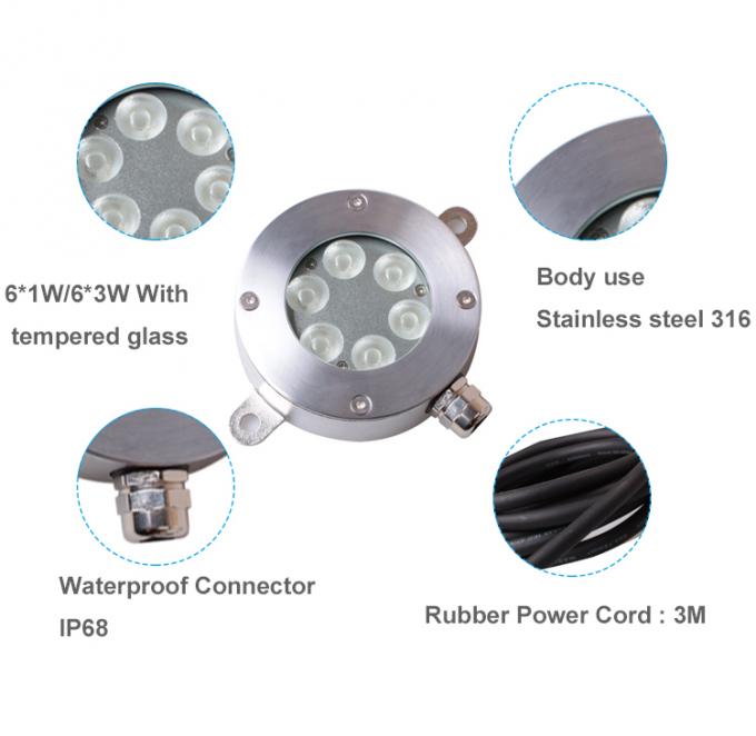 12 Volt LED Underwater Light , Stainless RGB Color Changing LED Pool Light