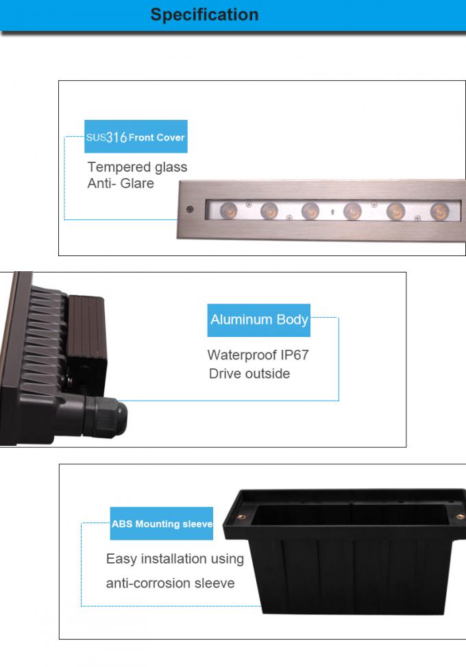 High Power 81CRI 804lm 18W LED Underground Light For Bridge , Square