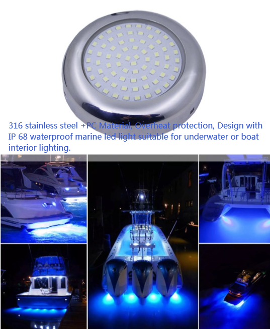 Blue Marine Underwater Boat LED Light For Pontoon , Navigation
