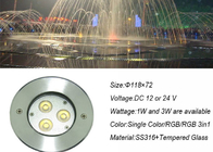 RGB DMX Outdoor Underwater LED Lights Stainless Steel 3W for Swimming Pool / Pond